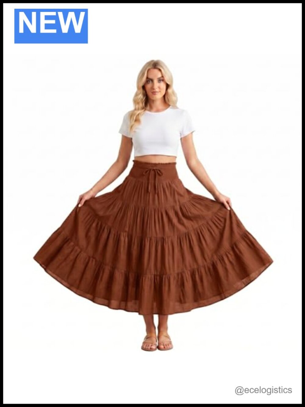 Womens Smocked Waist Boho Renaissance Maxi Skirt 100% Rayon